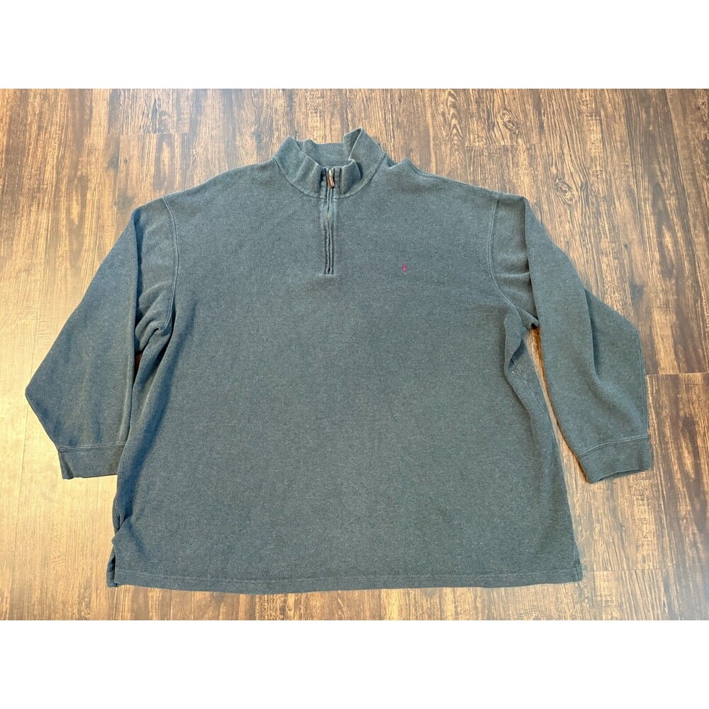 Polo Ralph Lauren Sweater Mens 4XLT Gray 1/4 Zip Estate Rib Red Pony Casual